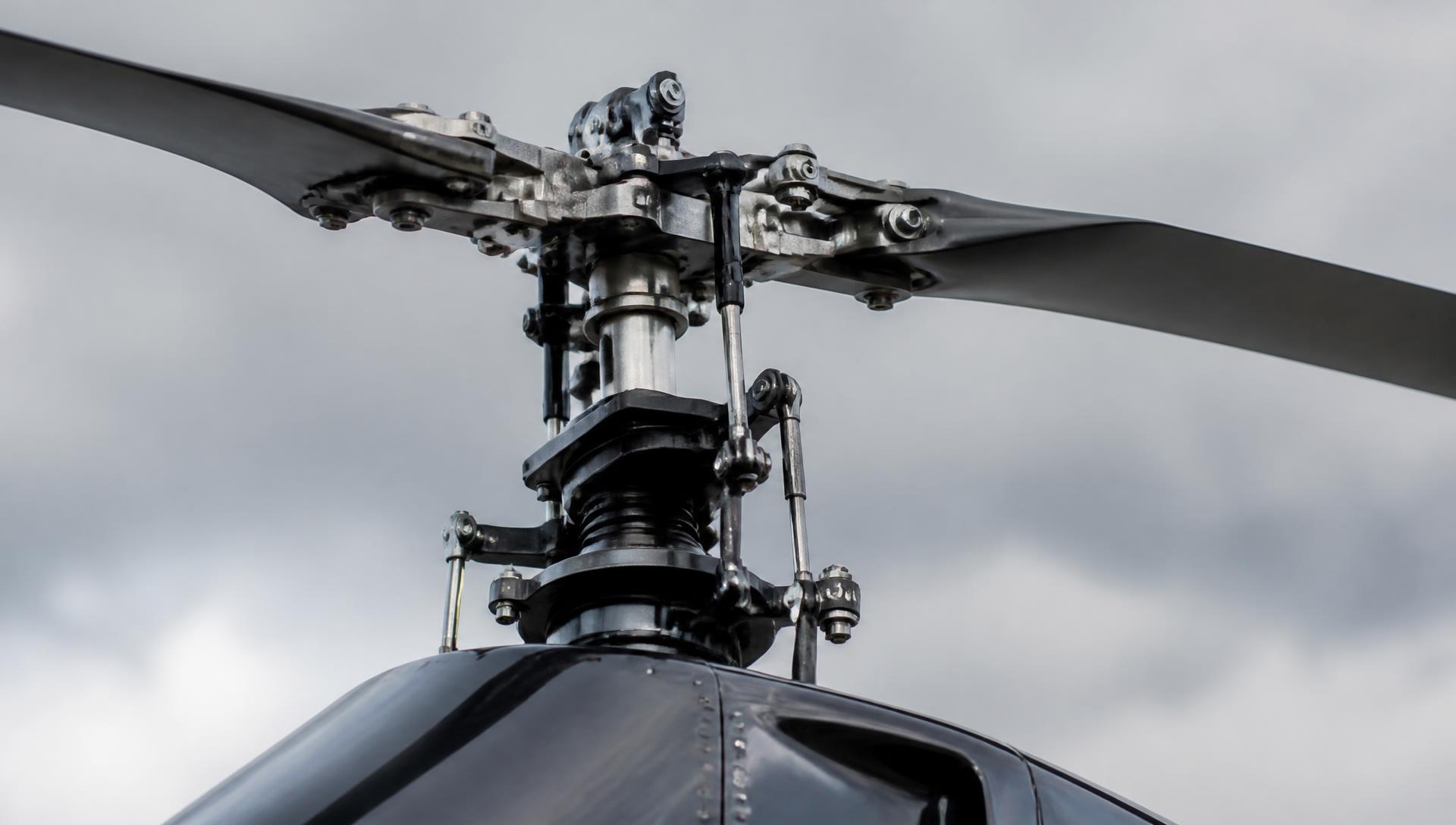 Close detail of the helicopter rotor head