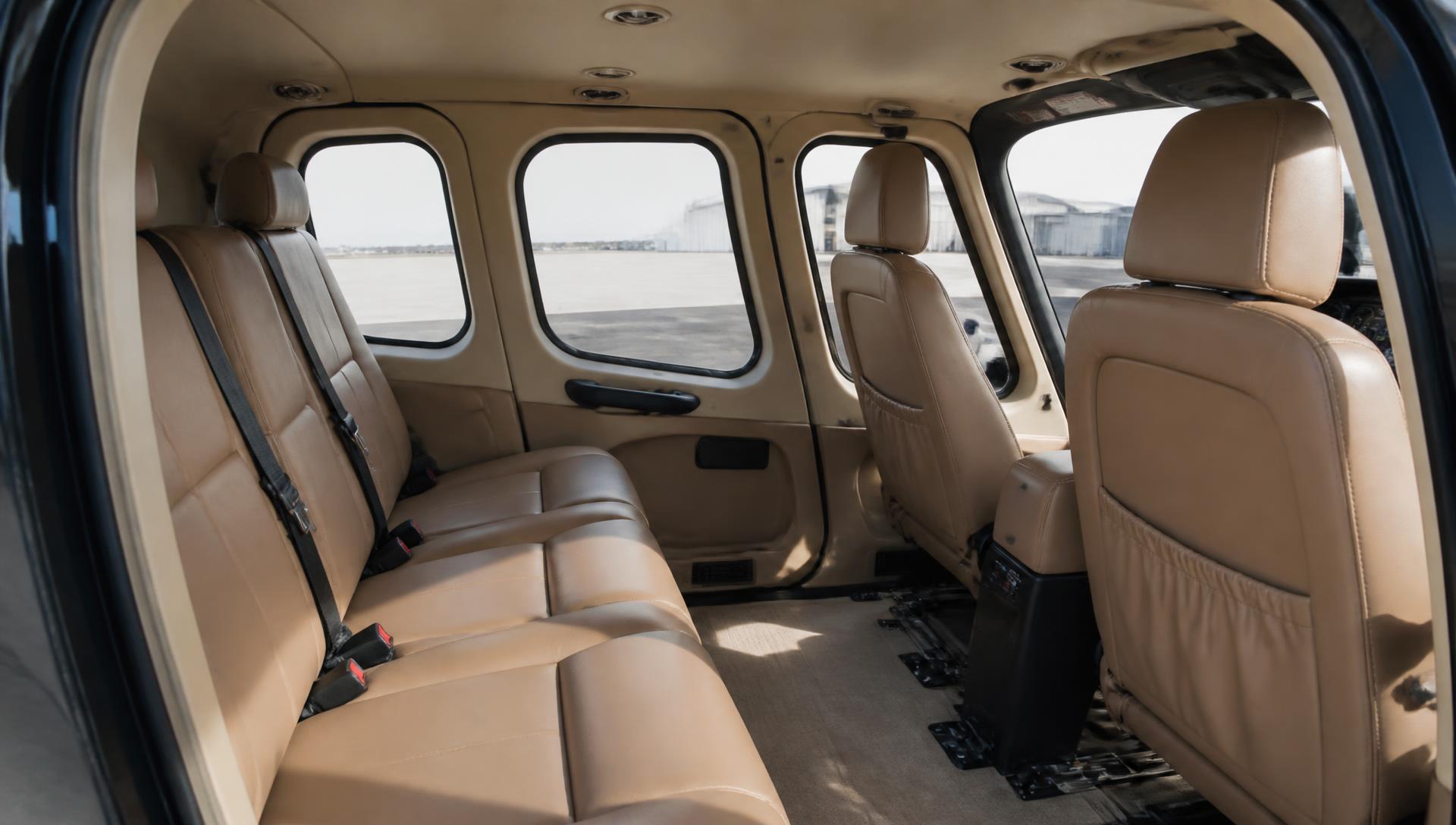 Leather interior of the Robinson R66 cabin